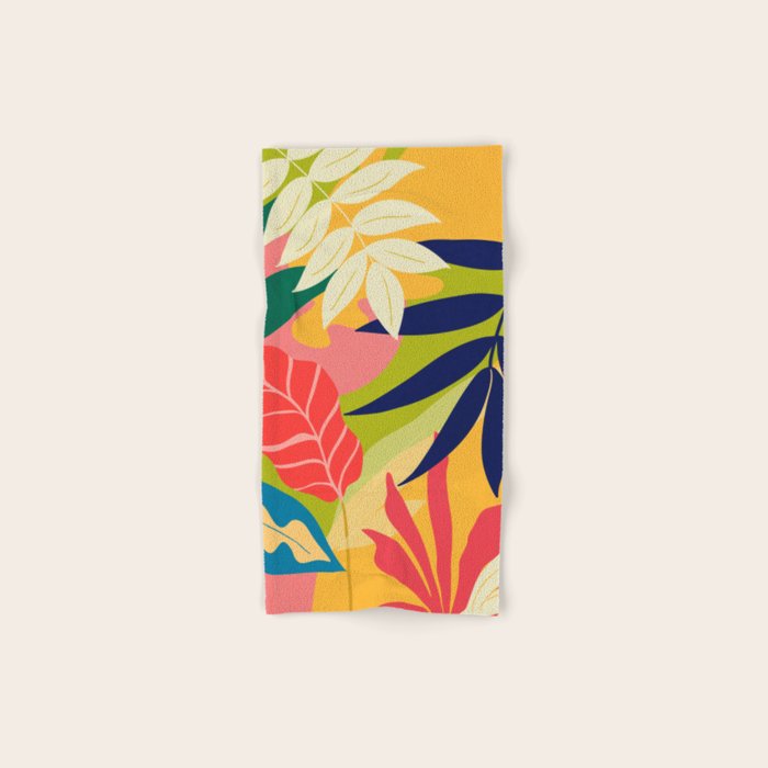 Modern Abstract Art Tropical Leaves Bath Towel Gallery Image 1