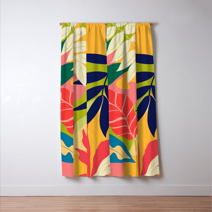 Modern Abstract Art Tropical Leaves Window Curtain Gallery Image 3