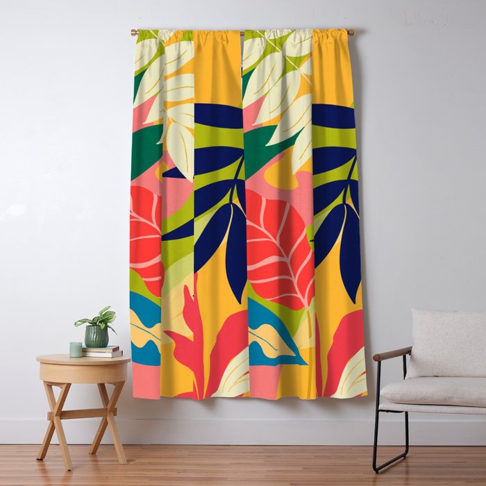 Modern Abstract Art Tropical Leaves Window Curtain Gallery Image 5