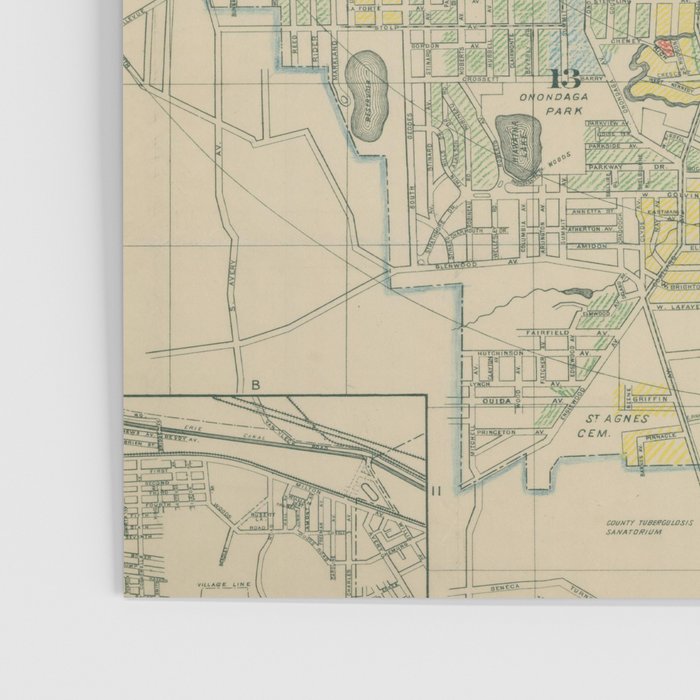 Vintage Map of Syracuse NY (1918) Poster Gallery Image 3
