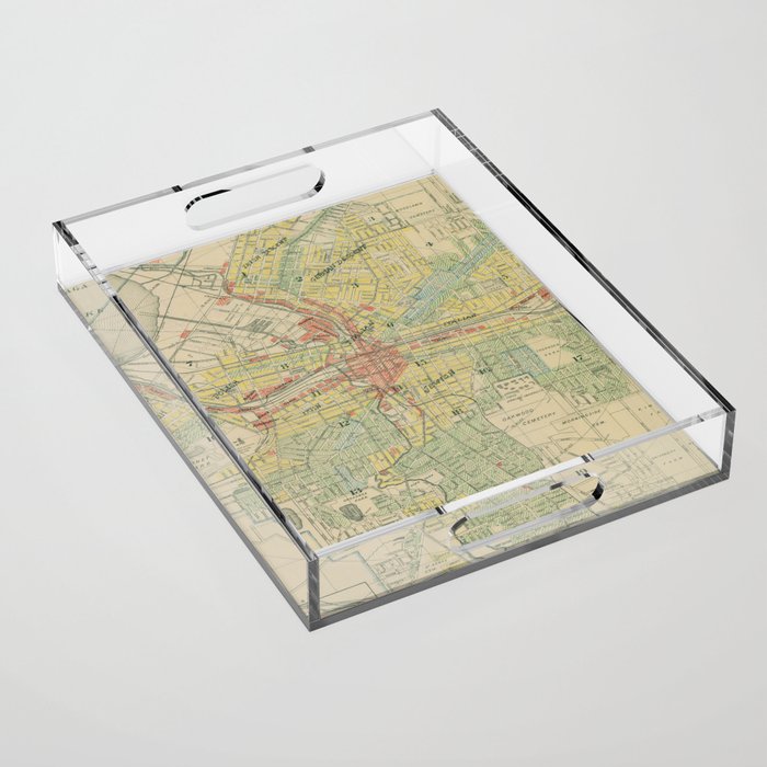 Vintage Map of Syracuse NY (1918) Acrylic Tray Gallery Image 1