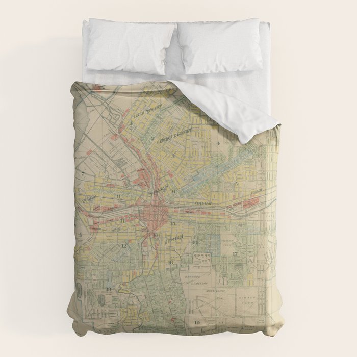 Vintage Map of Syracuse NY (1918) Duvet Cover Gallery Image 6