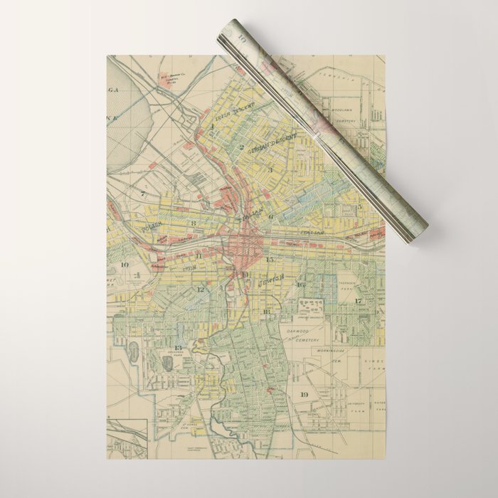 Vintage Map of Syracuse NY (1918) Wrapping Paper Gallery Image 1