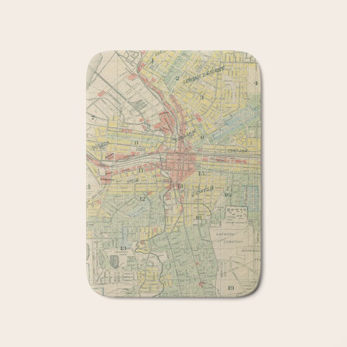Vintage Map of Syracuse NY (1918) Bath Mat Gallery Image 1