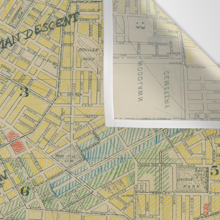 Vintage Map of Syracuse NY (1918) Wall Tapestry Gallery Image 3