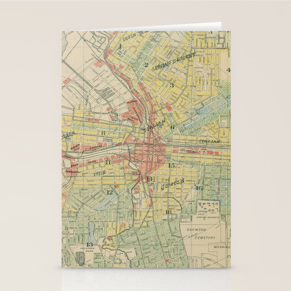 Vintage Map of Syracuse NY (1918) Stationery Card Gallery Image 1