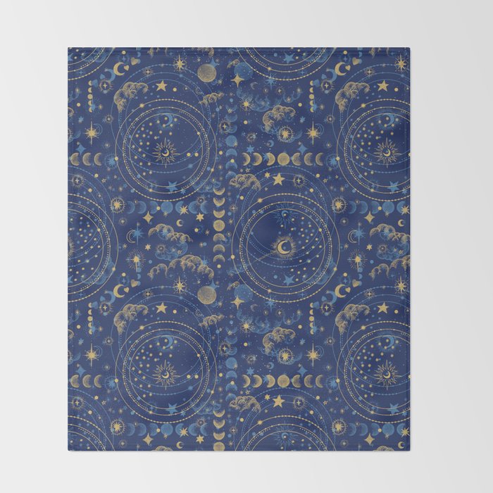 Pattern mystic celestial dark A Throw Blanket Gallery Image 2