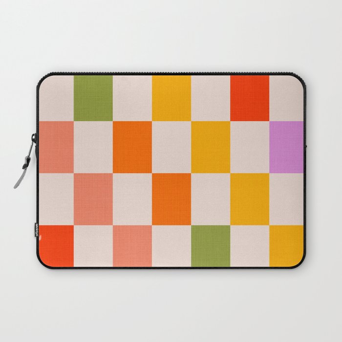Mid Mod Colourful Sunny Check Pattern Laptop Sleeve Gallery Image 1