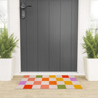 Mid Mod Colourful Sunny Check Pattern Welcome Mat Gallery Image 3