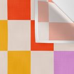 Mid Mod Colourful Sunny Check Pattern Wall Tapestry Gallery Image 3