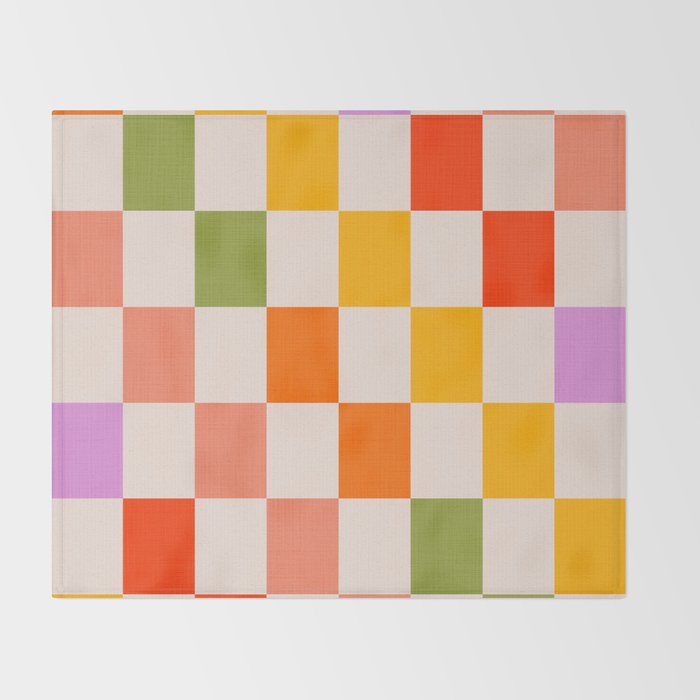 Mid Mod Colourful Sunny Check Pattern Throw Blanket Gallery Image 2