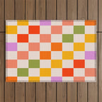 Mid Mod Colourful Sunny Check Pattern Outdoor Rug Gallery Image 1