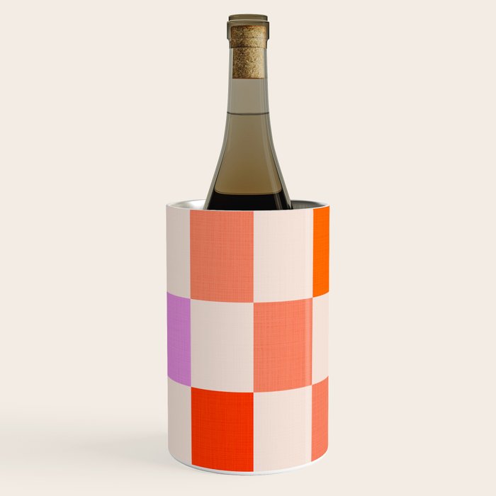 Mid Mod Colourful Sunny Check Pattern Wine Chiller Gallery Image 2
