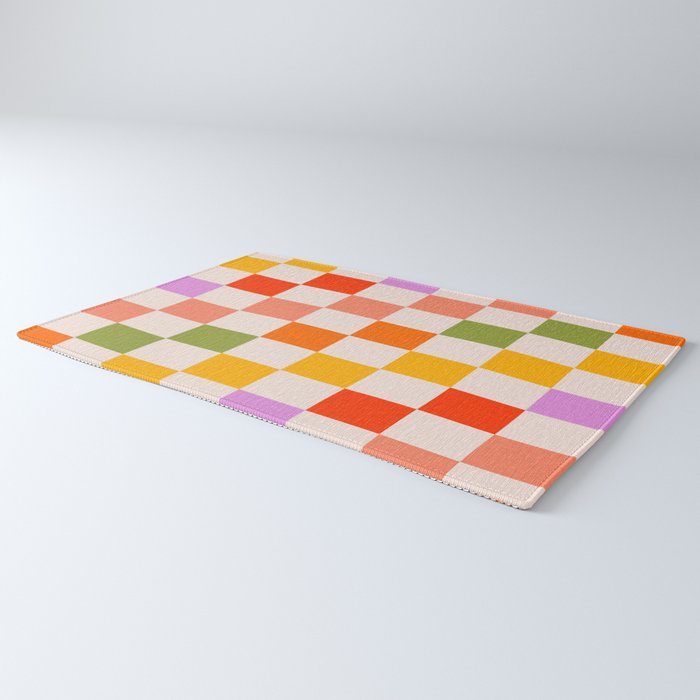 Mid Mod Colourful Sunny Check Pattern Rug Gallery Image 3