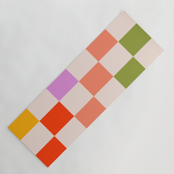 Mid Mod Colourful Sunny Check Pattern Yoga Mat Gallery Image 1