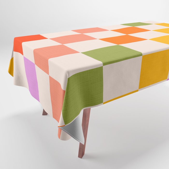 Mid Mod Colourful Sunny Check Pattern Tablecloth Gallery Image 1