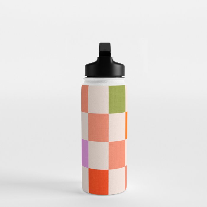 Mid Mod Colourful Sunny Check Pattern Water Bottle Gallery Image 3