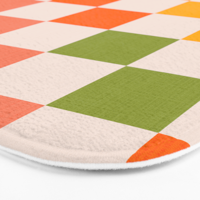 Mid Mod Colourful Sunny Check Pattern Bath Mat Gallery Image 3