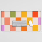 Mid Mod Colourful Sunny Check Pattern Desk Mat Gallery Image 1