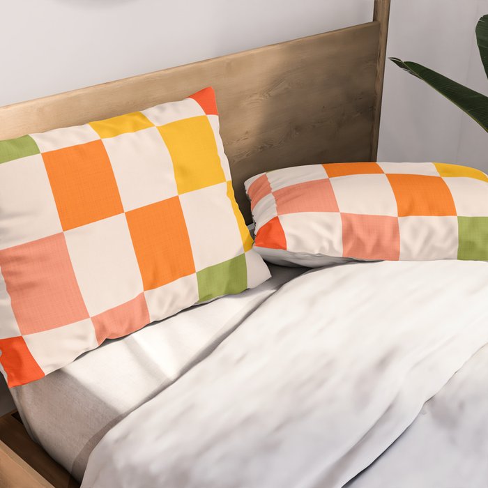 Mid Mod Colourful Sunny Check Pattern Pillow Sham Gallery Image 2