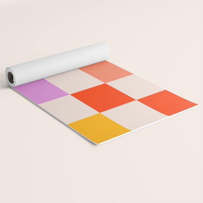 Mid Mod Colourful Sunny Check Pattern Yoga Mat Gallery Image 2