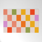 Mid Mod Colourful Sunny Check Pattern Welcome Mat Gallery Image 1