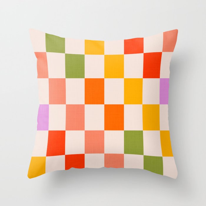 Mid Mod Colourful Sunny Check Pattern Throw Pillow Gallery Image 6