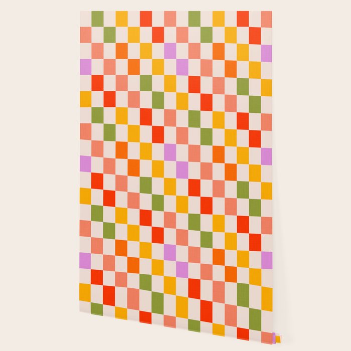 Mid Mod Colourful Sunny Check Pattern Wallpaper Gallery Image 2