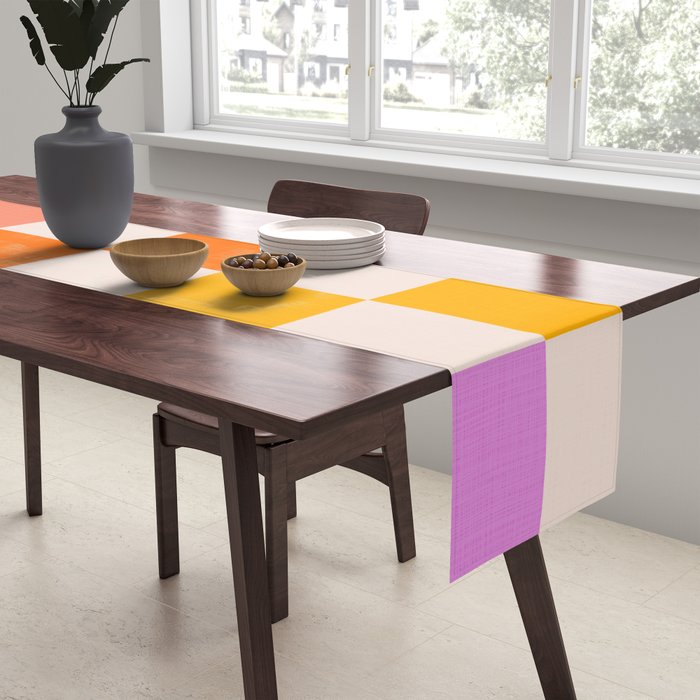 Mid Mod Colourful Sunny Check Pattern Table Runner Gallery Image 2