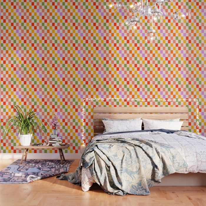 Mid Mod Colourful Sunny Check Pattern Wallpaper Gallery Image 1