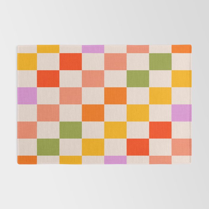 Mid Mod Colourful Sunny Check Pattern Rug Gallery Image 2