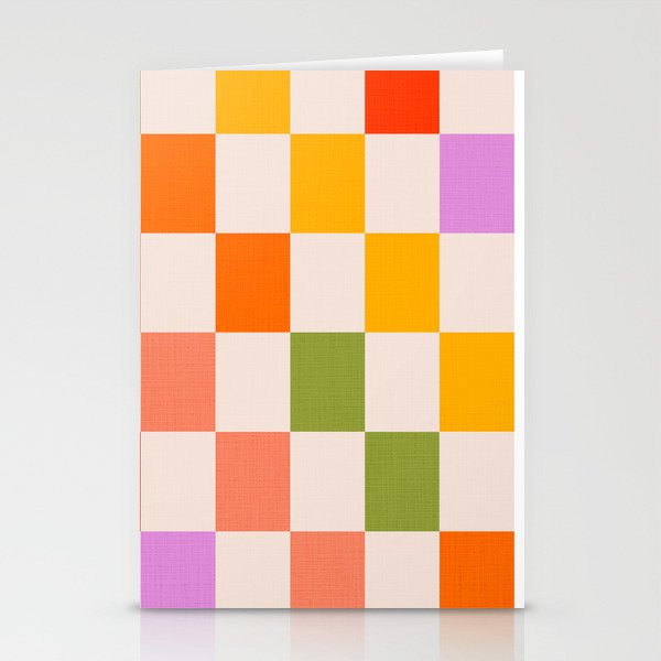 Mid Mod Colourful Sunny Check Pattern Stationery Card Gallery Image 2