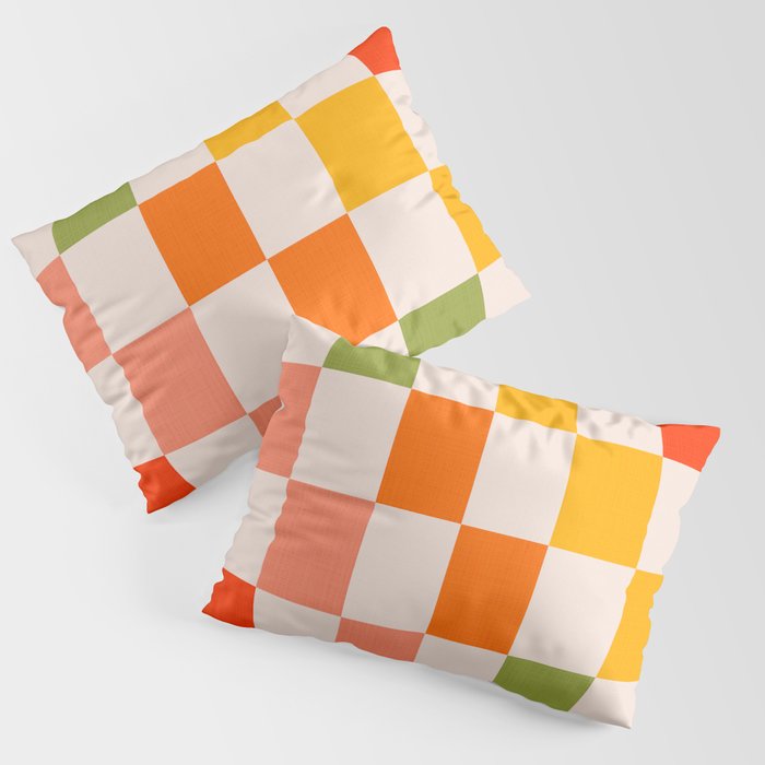 Mid Mod Colourful Sunny Check Pattern Pillow Sham Gallery Image 1