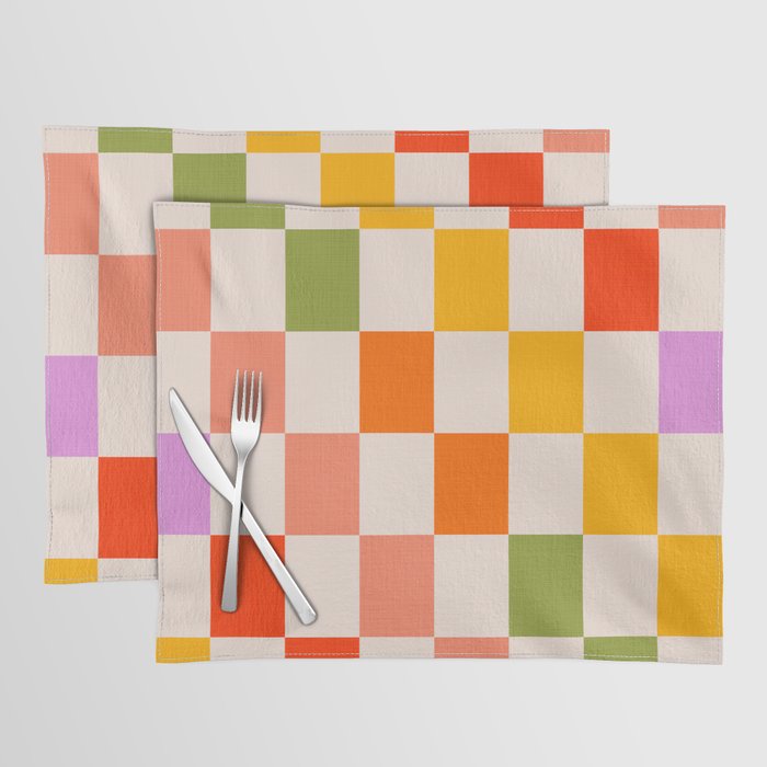 Mid Mod Colourful Sunny Check Pattern Placemat Gallery Image 1