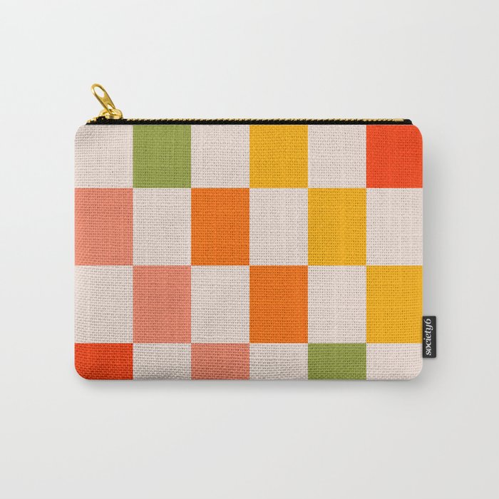 Mid Mod Colourful Sunny Check Pattern Carry All Pouch Gallery Image 1