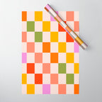 Mid Mod Colourful Sunny Check Pattern Wrapping Paper Gallery Image 1