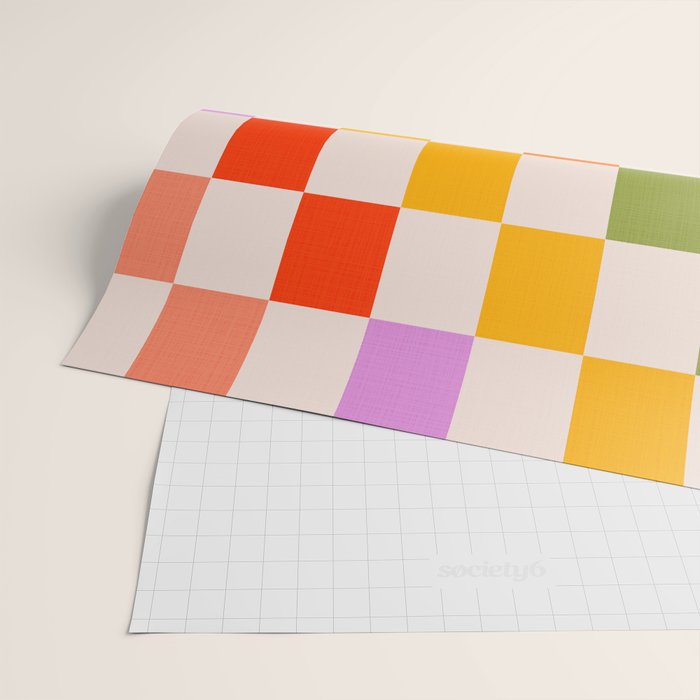Mid Mod Colourful Sunny Check Pattern Wrapping Paper Gallery Image 2