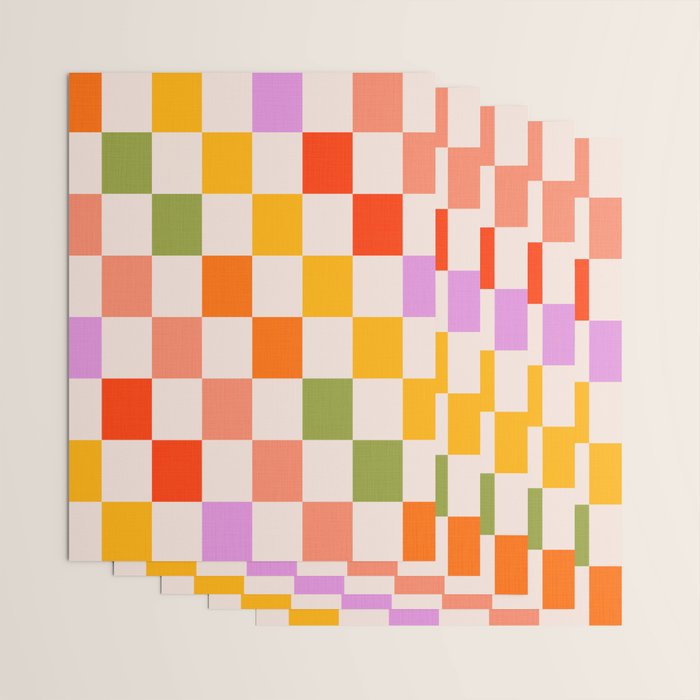 Mid Mod Colourful Sunny Check Pattern Wrapping Paper Gallery Image 3