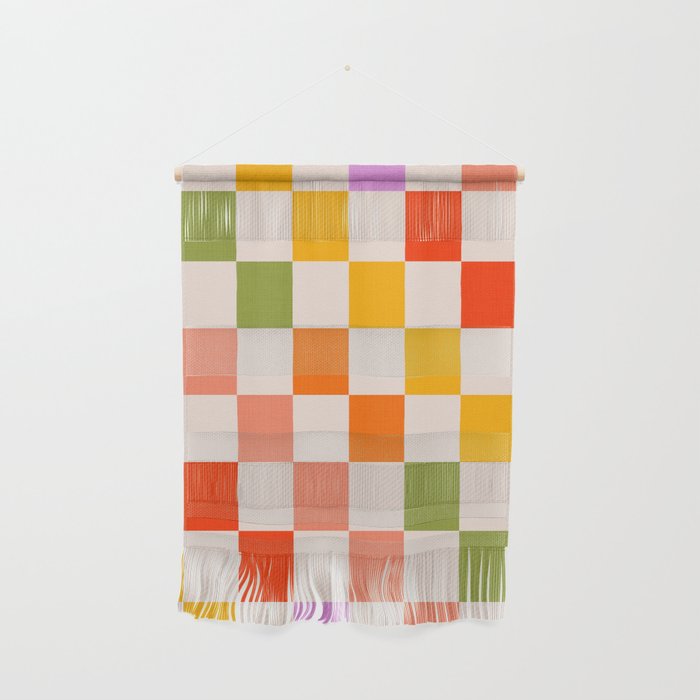 Mid Mod Colourful Sunny Check Pattern Wall Hanging Gallery Image 1