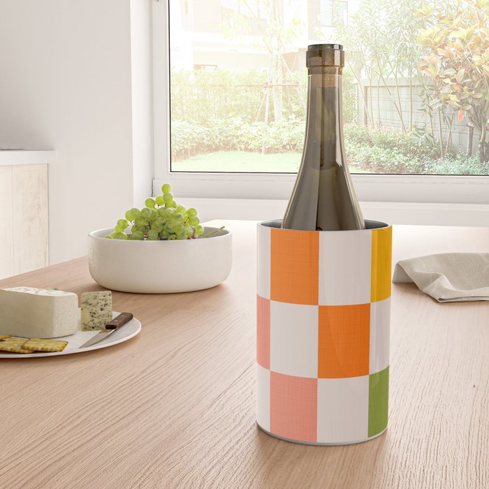 Mid Mod Colourful Sunny Check Pattern Wine Chiller Gallery Image 4
