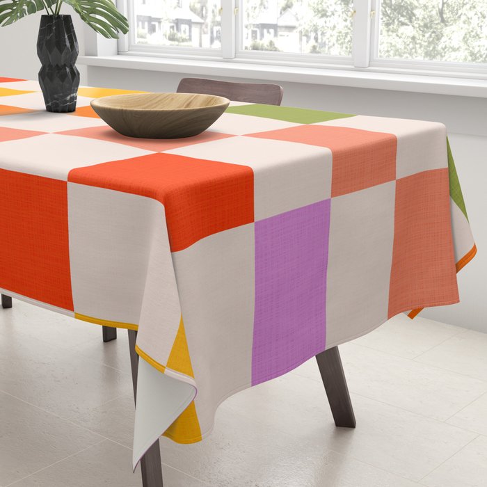 Mid Mod Colourful Sunny Check Pattern Tablecloth Gallery Image 3