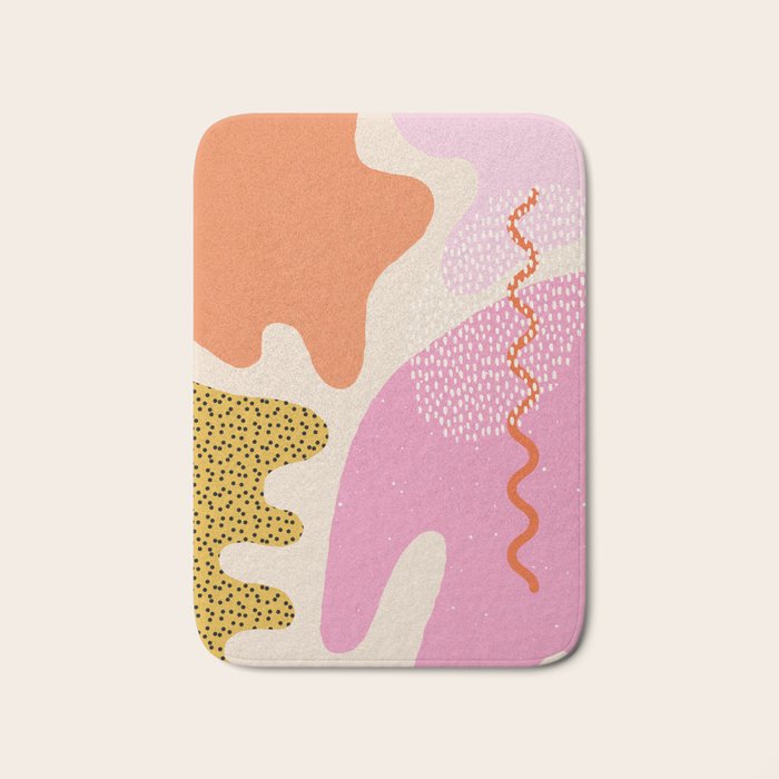 Bright Splotchy Shapes Bath Mat Gallery Image 1