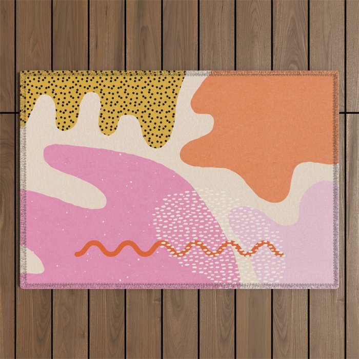 Bright Splotchy Shapes Outdoor Rug Gallery Image 1