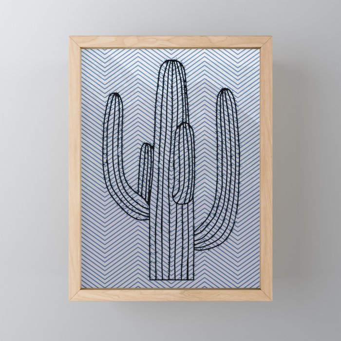 Deserted Cactus - chevron slate Mini Art Print Gallery Image 1