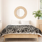 Minimal Retro Garden Flowers Contemporary Modern Black and Cream Pattern Duvet Cover Gallery Image 3