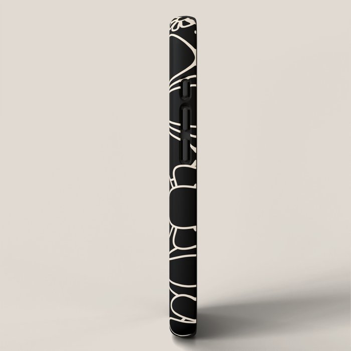 Minimal Retro Garden Flowers Contemporary Modern Black and Cream Pattern iPhone Case Gallery Image 2