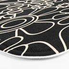 Minimal Retro Garden Flowers Contemporary Modern Black and Cream Pattern Bath Mat Gallery Image 3