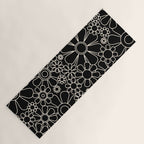 Minimal Retro Garden Flowers Contemporary Modern Black and Cream Pattern Yoga Mat Gallery Image 1
