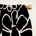 Minimal Retro Garden Flowers Contemporary Modern Black and Cream Pattern Window Curtain Gallery Image 2
