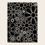 Minimal Retro Garden Flowers Contemporary Modern Black and Cream Pattern Poster Gallery Image 4